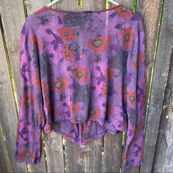 Ultimate Mik’s Floral 2 Way Zip Cardigan Top Sz XL - Picture 3 of 15